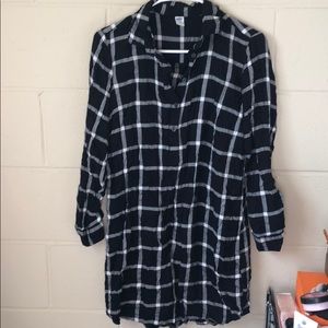 Black and White Checkered Shift Tunic Dress